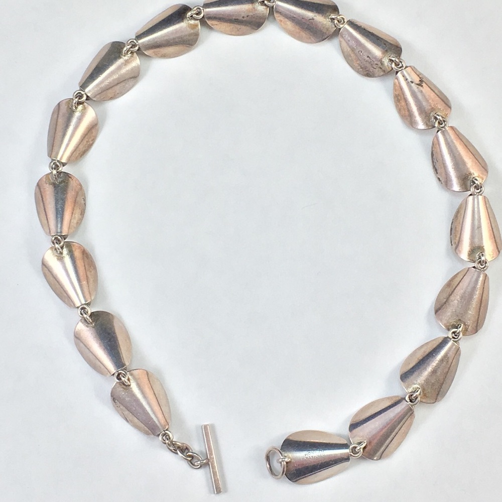 HOST PICK! Vintage Silver Calla Lily Choker Necklace, by N.E. From, MCM, 15-18" - Picture 14 of 17